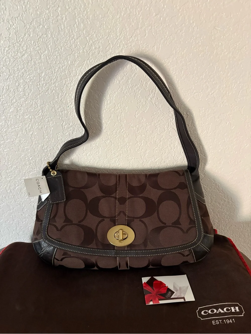 🍫🤎NWT Vintage Coach Ergo Signature Flap Shoulder Bag Brown Chocolate.✨